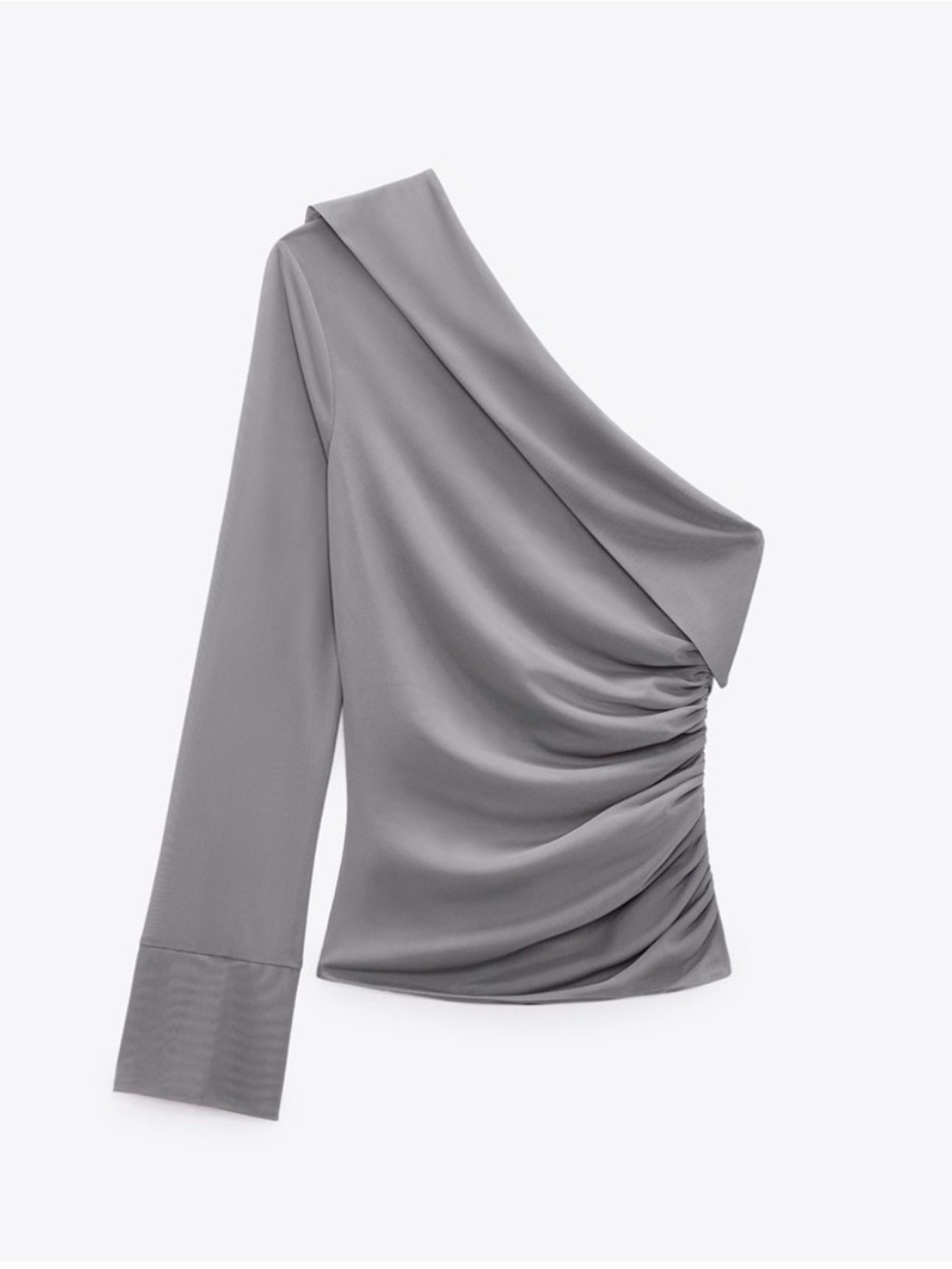 One-Shoulder Ruched Gray set - Picture 2 of 4